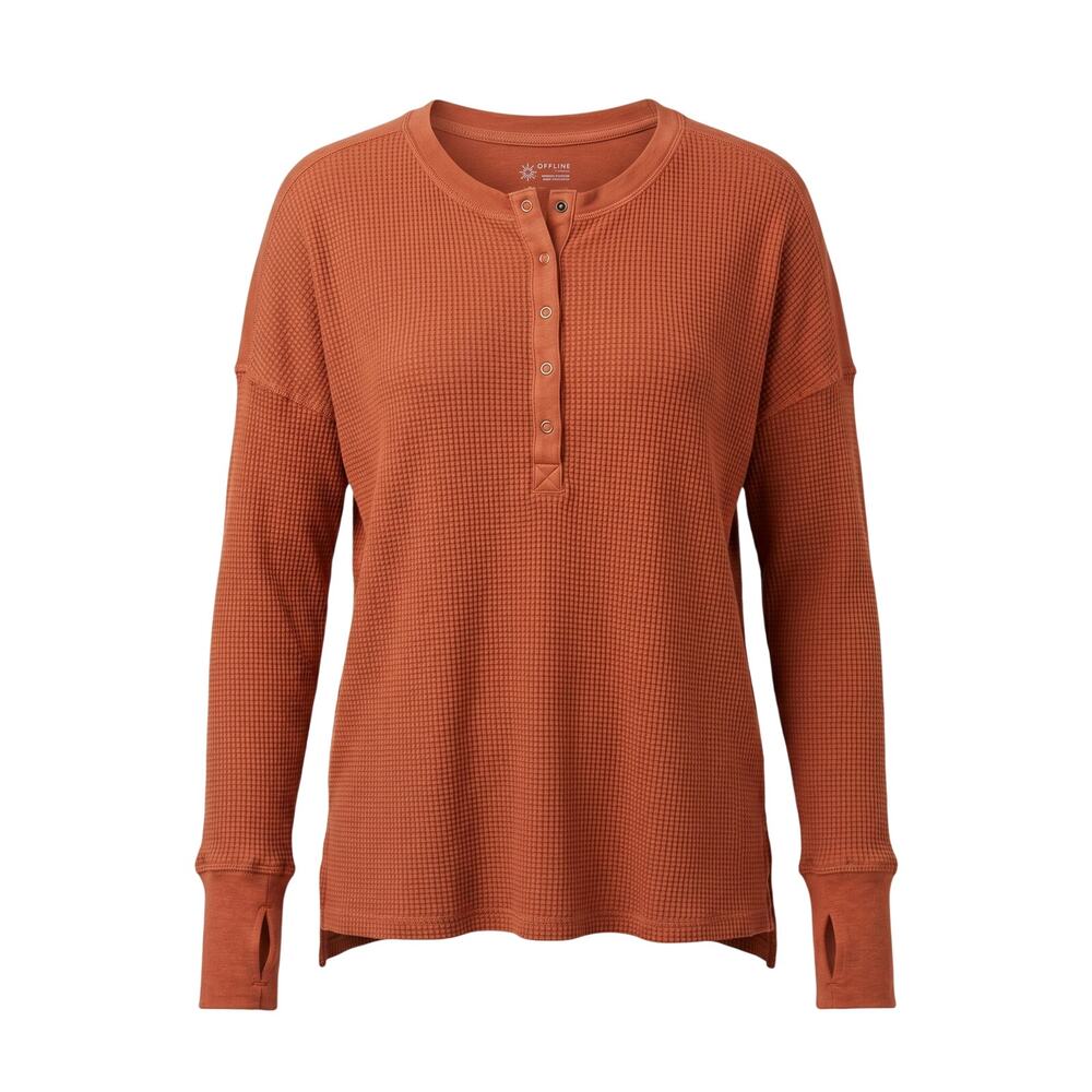Offline by Aerie Women's L Minimalist Athleisure Outdoors Waffle‎ Henley Shirt